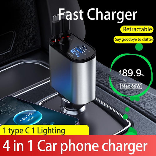 4-in-1 Fast Car Charger - USB Type-C for Samsung & More!