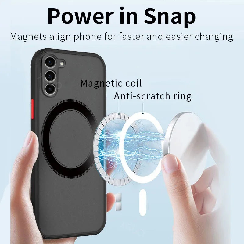 Matte Magnetic For Samsung Galaxy, Case Frosted Wireless Charge Cover - My Store