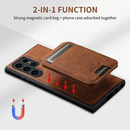 2 in 1 Leather Wallet Magnet Card Holder For Samsung Galaxy